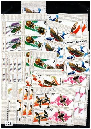 14x Rwanda - Mnh - Butterflies,  Insects -