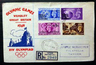 Gb 1948 Olympic Games Morocco Agencies Souvenir Fdc Neatly Opened At Side Da 32