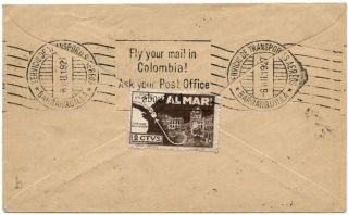 Colombia 1927 Air Cover to GB w/ 