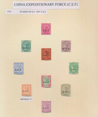 India Stamps 1900 Qv Cef,  China Exped Force Sg C1/10 Inc Broken C Var - Mog H Vf