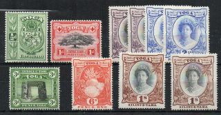 Tonga 1942 - 49 Values To 1s Mnh