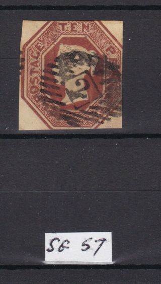 Gb Qv 1847 - 54 Embossed Sg57 10d Brown