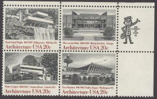 Scott 2019 - 2022 - Us Zip Block Of 4 - Architecture - Mnh - 1982