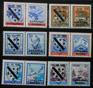 Yugoslavia - Overprinted Stamps Ap Zapadna Bosna 1992 - 1995 Privat Issues Mnh