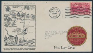 644 On First Day Cover Aug 3,  1927 Rome,  Ny Scarce Cachet Bu966