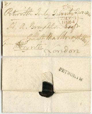 Gb 1824 Gage Letter Frank Petworth Sussex Signed Poyntz,  Seal Of Cowdray