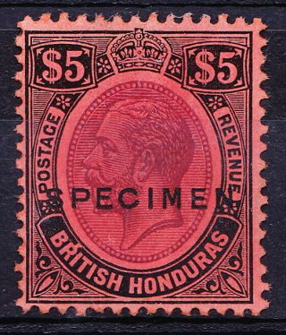 Br.  Honduras 1924 Gv $5 Specimen,  Cv £225