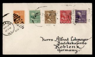 Dr Who 1939 Chicago Il Fancy Cancel 27 Prexie To Germany E39847