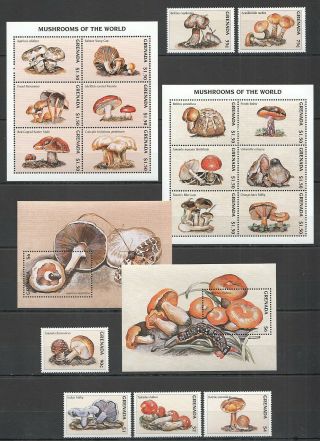 X244 Grenada Flora Nature Mushrooms Of The World 2kb,  2bl,  1set Mnh