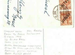 GERMANY Cover BERLIN AIRLIFT Period March 1949 British Censor Basel MA138 5