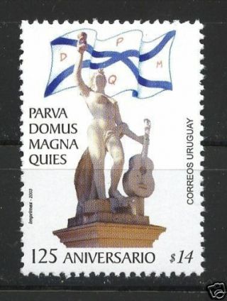 Nude Sculpture Holding Guitar Parva Domus Society Flag Uruguay Sc 2018 Mnh Stamp