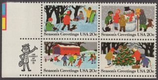 Scott 2027 - 2030 - Us Zip Block Of 4 - Christmas Winter Scenes - Mnh - 1982