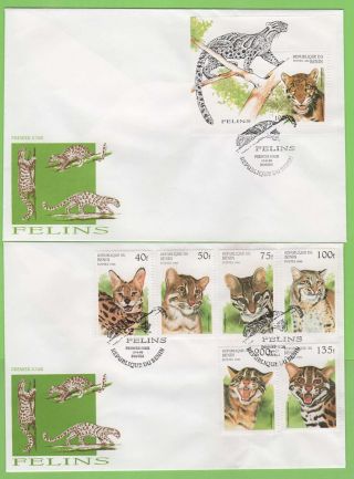 Benin Republic 1996 Leopards Set & M/s On Two First Day Covers