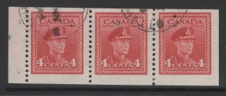 Canada Sg396a 1943 4c Carmine - Lake Booklet Pane Of 3