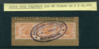 Straits Settlements Gb Kgv 4c Stamps On Piece With Dutch Paquebot Oval Pmk