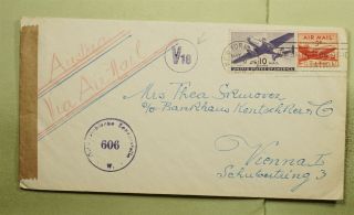 Dr Who 1948 Ny Airmail To Austria Censored E41756