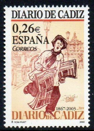 Spain 2003 Mnh Sg3967 Newspapers - The 100th Anniversary Of Diario De Cádiz