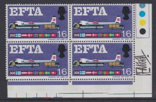 Gb Stamps 1967 Efta 1/6d Block Signed By The Artist Designer Personally