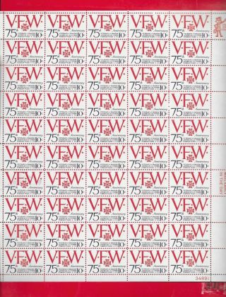 Veterans Of Foreign Wars Sheet Of 50 Stamps (scott 