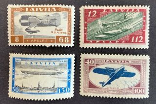 Latvia,  Latvija,  Sc Cb21 - Cb24 Perf.  ;mi 228a - 231a Mh/ Air Post; Flug Post