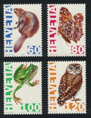 Switzerland Beaver Butterfly Frog Owl Bird 4v Mnh Sg 1297 - 1300