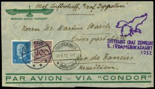 Germany 1932 Zeppelin Cover From Maroldsweisach To Brazil