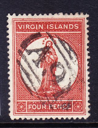 Virgin Islands 1887 Sg37 4d Brown - Red - Wmk Crown Ca Good To Fine.  Cat £70