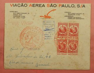 1940 Brazil Porto Alegre Bicentennial Vasp First Flight To Rio De Janeiro 101437