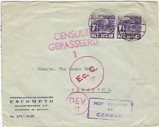 Netherland Indies 1941 2 X Censor Cover Ojokjakarta To Hong Kong