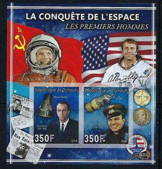 M964 Mnh 2013 Imperf Souvenir Sheet Of 2 Diff Space Astronauts Gagarin & Shepard