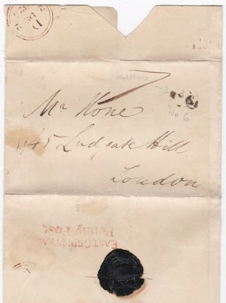 1825 Red East Grinstead Penny Post & No 6 Receiving House Hartfield Wrapper