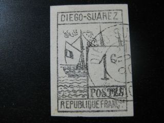 Diego Suarez French Colony Sc.  6 Scarce Stamp Scv $175.  00