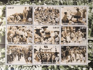 Congo Scout Stamps Sheet 9v 2002 Mnh Boy Scouts Insignia Lord Baden Powell