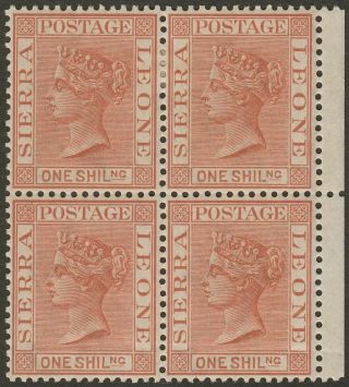 Sierra Leone 1888 Qv 1sh Red - Brown Block Of Four Sg34 Cat £108