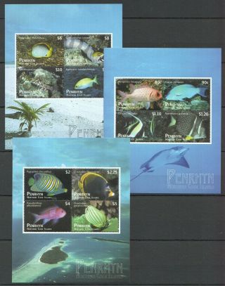 H4 Penrhyn Northern Cook Islands Marine Life Fish Michel 110 Euro 3kb Mnh