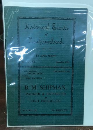 1921 Newfoundland Booklet Historical Events By James Murphy Eph51