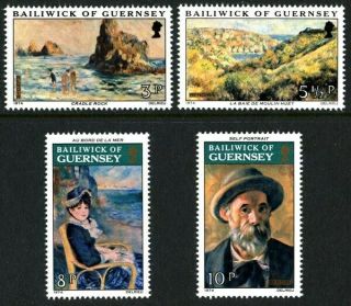 Guernsey 1974 Renoir Paintings Set Of All 4 Commemorative Stamps Mnh (d)