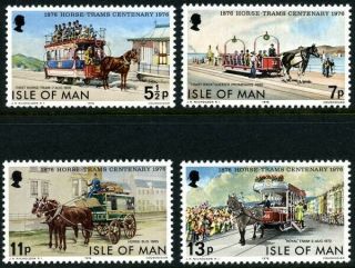 Isle Of Man 1976 Douglas Horse Trams Set Of All 4 Commemorative Stamps Mnh