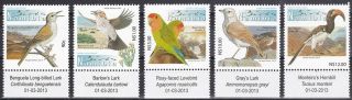 Namibia - 2013 - Definitives: Endemic Birds.  Complete Set,  5v.  Nh