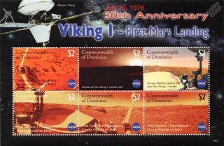 Nasa Viking 1 Mars Lander Spacecraft Exploration Space Stamp Sheet/2006 Dominica