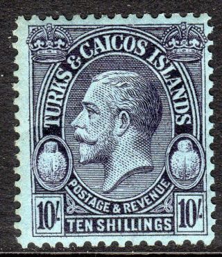 Turks & Caicos 1928 Purple On Blue 10/ - Multi - Script Sg186