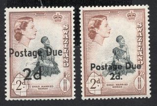 Swaziland 1961 Complete Set Of Stamps Mi 3 (i,  Ii) Porto Mnh Cv=5.  50€