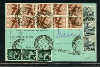 Italy Postal History Lot 133 1946 Multifranked Monte Vidon Corrado (local) $$$