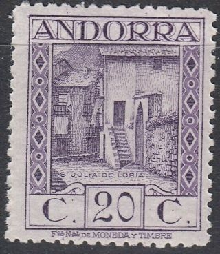 Spanish Andorra 1935 Edifil 34d Variedad Dentado 14 Spain (ref 7727)
