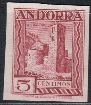 Spanish Andorra 1935 Edifil 29ec Variedad Error Color Spain (ref 7721)