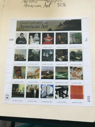 Scott 3236 Four Centuries Of American Art 32c 20 Singles,  Mnh At Face