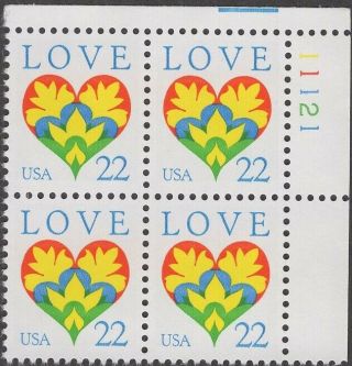 Scott 2248 - U.  S.  Plate Block Of 4 - Love Heart - Mnh - (1987)