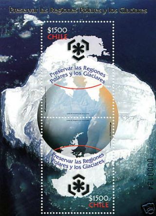 Chile 2009 Scott 1524 Block Souvenir - Protect Polar Regions - Melting Glaciers