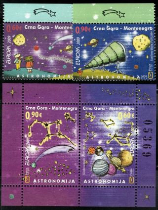 2009 Montenegro Europa Cept Mnh Astronomy Set,  S/s
