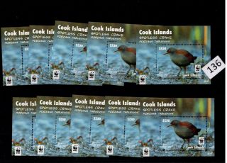 // 10x Cook Islands - Mnh - Wwf - Nature - Birds -